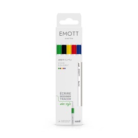 Uni-Ball Emott Uni Mitsubishi Pencil - 5 Felt Tip Pens Vivid Colors - for Writing, Drawing, Plotting with Style - Fine Tip 0.4mm - Blue, Yellow, Red, Green, Black