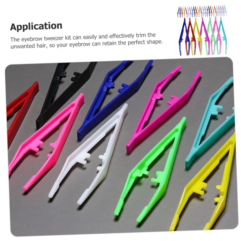 Healvian 30pcs Plastic Eyebrow Tweezers for Women Use Eyebrow Trimming