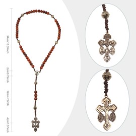 Wooden Catholic Rosary Beads for Men Women,Gold Pardon Crucifix Rosary with St Benedict Milagrosa Medal,Cruz Del Perdon Catolica,Crucifijo Del Perdon,Rosarios Catolicos Regalos Para Hombre Mujer,