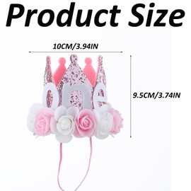 1st Birthday Hat, First Birthdays Decorations Girls with 1pink Birthdaye Crown and 10 Balloons, Baby Girl 1st Birthday Gifts, Photo Prop, Birthday Girl Headband for Baby Girls and Boys