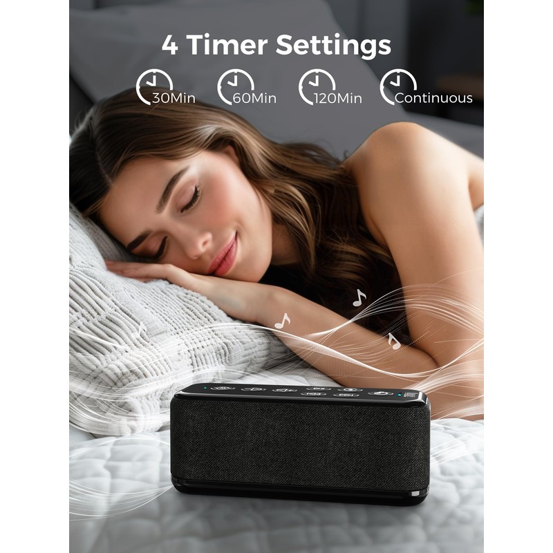 Sound Machine-Rechargeable 3000mAh Battery Powered White Noise Machine for Sleeping