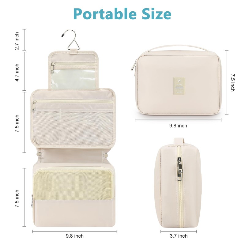 Mossio Hanging Toiletry Bag with Sturdy Hook - Large Portable