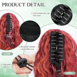 YEAME Ponytail Extension, 14 Inch Short Claw Clip in Wavy Ponytail Extension Soft Curly Wavy Multi Layered Fluffy Clip in Pony Tails Synthetic Hairpiece for Women 39H232