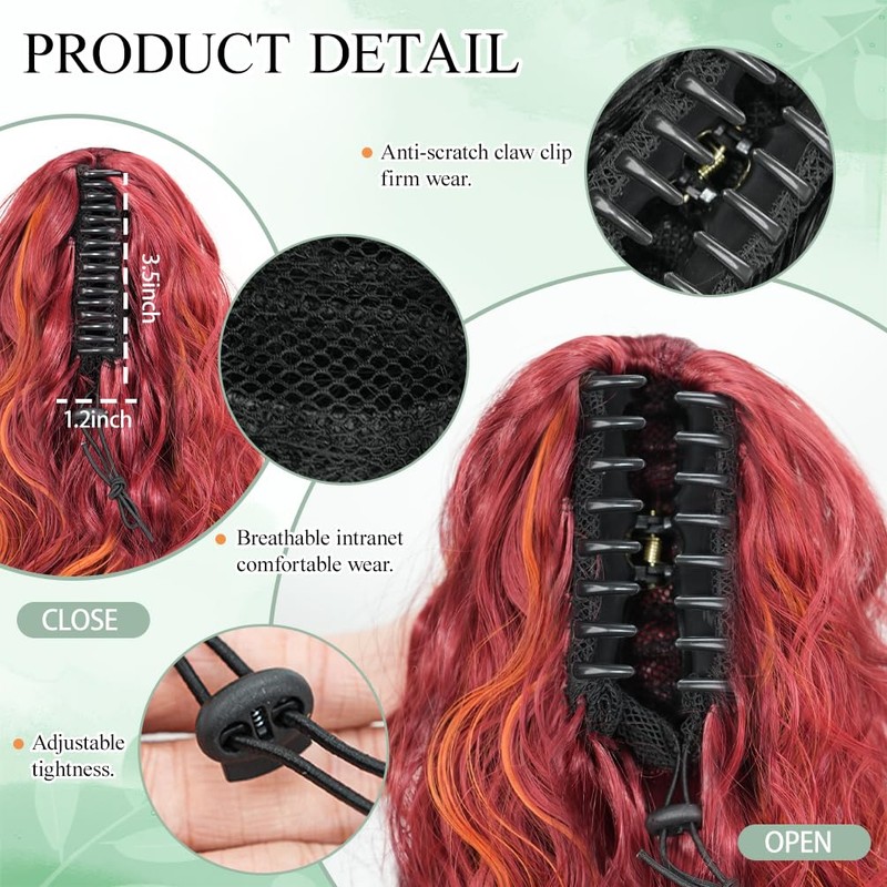 YEAME Ponytail Extension, 14 Inch Short Claw Clip in Wavy