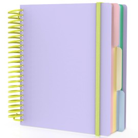 EUSOAR 3 Subject Notebook College Ruled, 1 Pack A5 7.3"x 8.1" Lined Meeting Notebook Small for Work, 240 Pages Thick Paper Spiral Notebook with Pockets for Office School Journal Travel Note Taking