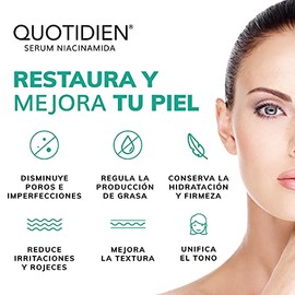 Quotidien | Serum Niacinamida 10% + Zinc + Planta de la Resurrección | Regula la Producción de Grasa | Disminuye Poros e Imperfecciones | Ideal Todo T