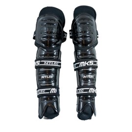 MyLec MK5 Street/DEK Shin Pad, Lightweight & Durable Hockey Accessories, 360° Velcro Straps, Hard Front Shells, Breathable Material, Metatarsal Padding Street Hockey Shin Guards, Foam Rubber(11,Black)