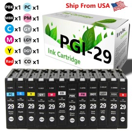 For Canon (12 Pack, 1 set) PGI-29 PGI29 Ink Cartridge for PIXMA Pro-1 Laser Printer