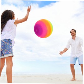 BESPORTBLE Rainbow Beach Ball PVC Inflatable for Outdoor Playground Fun and Safe Bouncing Ball for Summer Activities Bright Color for Pool and Beach Games