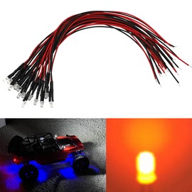 15PCS HIRCQOO RC Car 3MM & 5MM Pre Wired Led Light Emitting Diodes 12V Mini Single Led Bulbs Compatible with Traxxas TRX-4 TRX-6 Axial SCX10 90046 1/10 RC Crawler Car Truck DIY Parts (5mm,Red)