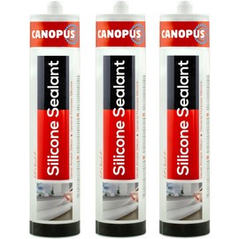 CANOPUS INTERBOND Waterproof Kitchen & Bathroom Acetoxy Silicone Sealant Clear, 3-Pack, 10oz Each, Suitable for Indoor and Outdoor Waterproofing and Bonding Applications, Shower Sealant