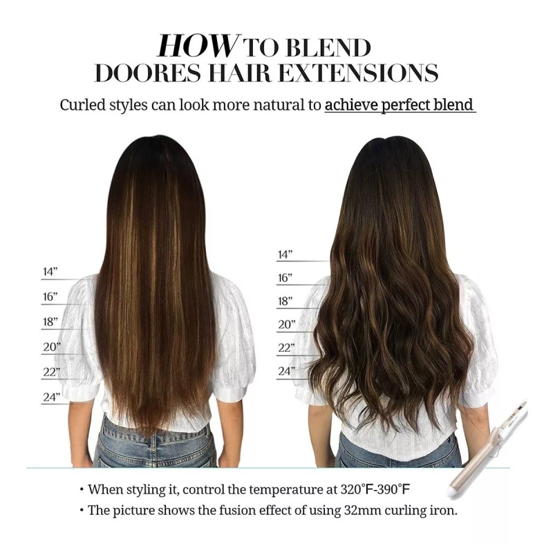 Doores Extensiones Cabello Humano 50gr 14in Balayage Marrón Oscuro