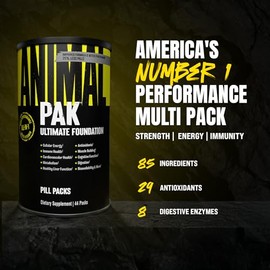 Animal Pak Daily Multivitamin for Men & Women | All-in-One Nutrition Supplement | Vitamins C, B, D, Zinc, Amino Acids, Digestive Enzymes | Supports Pe