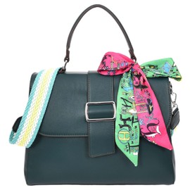 Womens Faux Leather Handbag Satchel Shoulder Bag Harper (Green)