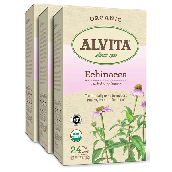 Alvita+Organic+Echinacea+Herbal+Tea+-+Made+with+Premium+Quality+Organic+Echinacea+Herb+and+Root%2c+72+Tea+Bags+(3+Pack)