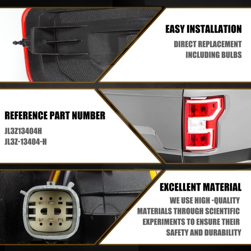 RANSOTO Left Driver Side Tail Light Compatible with Ford F-150