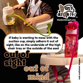 Don't Drop It ™ Silicone Suction Cup Strap to Keep Cups, Bottles, Toys, and More from Hitting The Floor (Chartreuse)