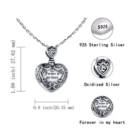 STROLLGIRL 925 Sterling Silver Always In My Heart Urn Necklace Ashes Holder Keepsake Memorial Pendant Heart Cremation Jewelry (vintage style)