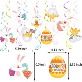 Pack of 13 Easter Ceiling Hangers, Spiral Garlands, Easter Bunny Hanging Spirals Garland, Easter Egg, Easter Decoration, Spirals Streamers, Hanging Swirl Decoration for Easter Party Supplies,