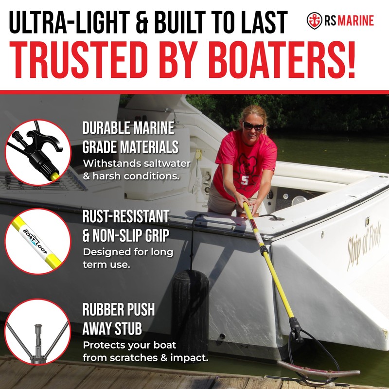 Boat Loop Extendable White Fiberglass Boat Pole with Flexible Std