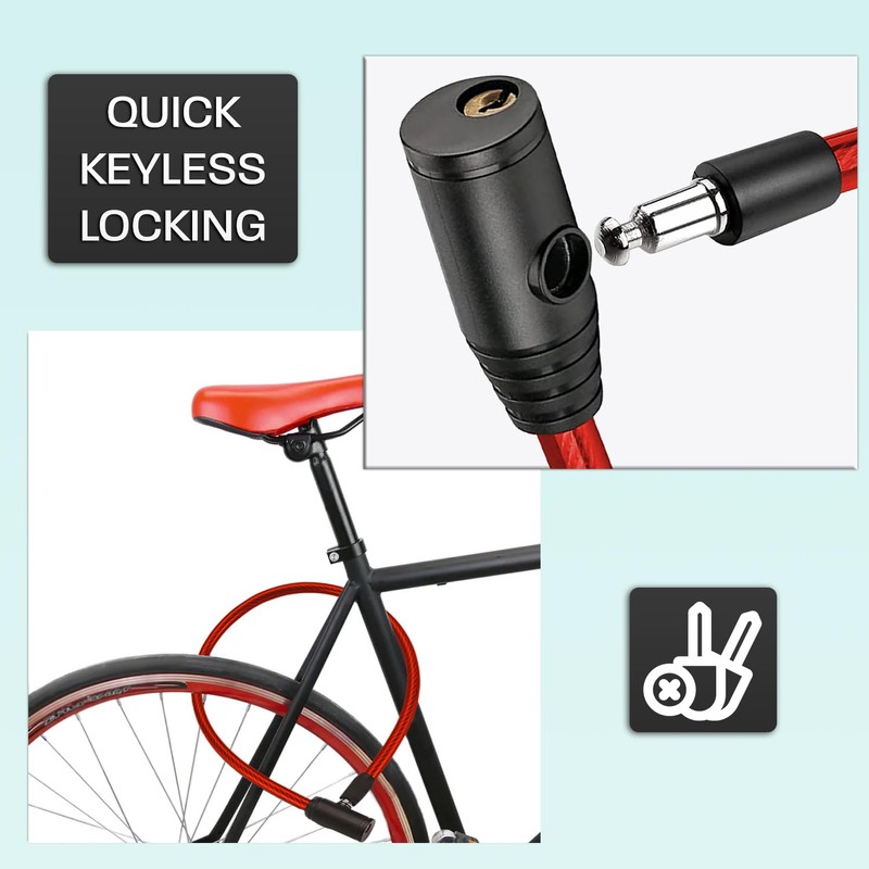 Bicycle Lock 2 Pieces Reinforced Cable 60 cm High Performance
