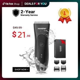 Manspot Electric Body Hair Trimmer for Men - Waterproof Wet & Dry Groomer Rechargeable Cordless Clippers for Chest Back Arms Gym Ready Travel Friendly Black Trimmer with Comfort Design dealsforyoudays:_Blue