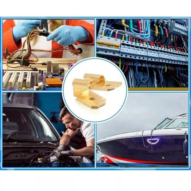 25pcs Brass 6.3mm Double Piggy Back Spade Terminals - Non-Insulated