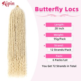 Long Butterfly Locs with Goddess Locs Crochet Hair, 28 Inch, 613#