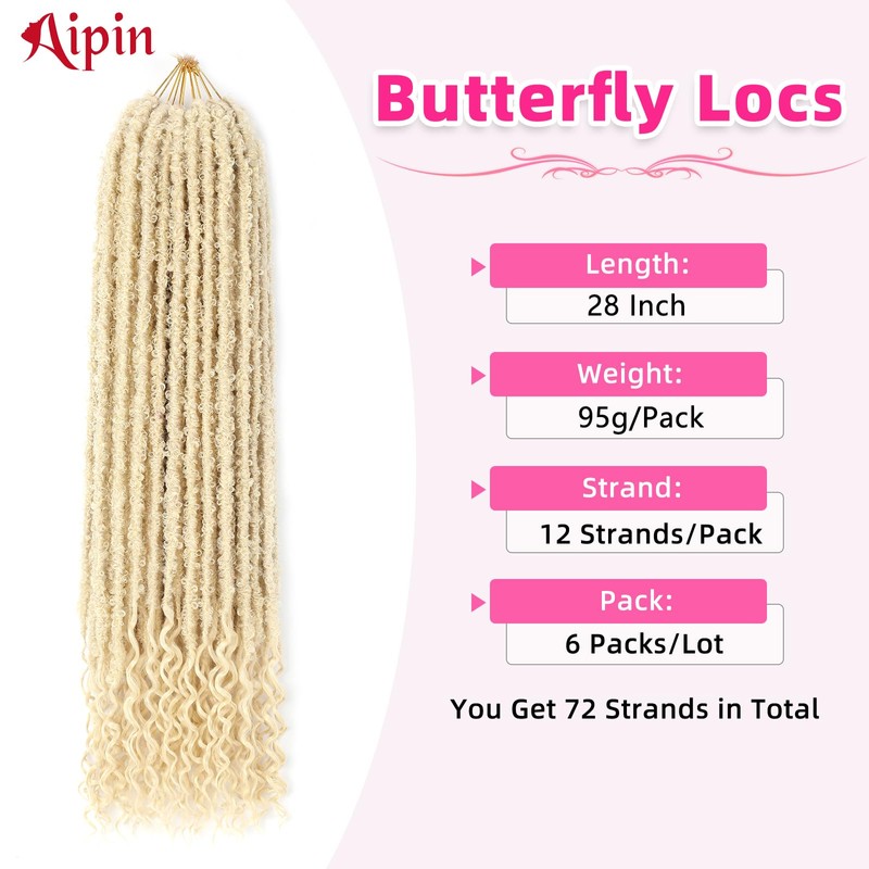 Long Butterfly Locs with Goddess Locs Crochet Hair, 28 Inch,