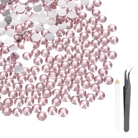 MECCANIXITY 2500 Pcs Flatback Crystal Rhinestones, Resin Crystal Gems with Tweezer Dotting Pen Non Hotfix for Bedazzling Tumblers Mugs Bottles Nail DIY Crafts(SS12 3mm, Pink)