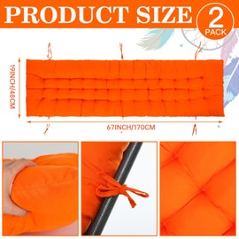 Bucherry 67 x 19 Inch Chaise Lounge Cushions Soft Lounge Chair Cushion Gravity Chair Cushion Sofa Lawn Furniture Cushion Pad with 6 Tie for Outdoor Indoor Patio Home Without Headrest (Orange,2 Pcs)