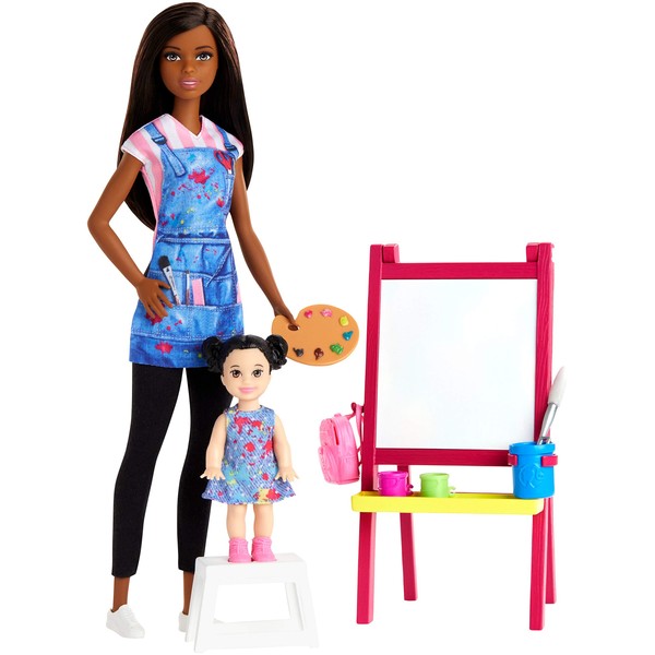​Barbie Art Teacher Playset with Brunette Doll, Easel and Accessories
