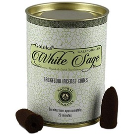 White Sage Backflow Incense Cones - 9cm x 7cm (Pack of 6) - Premium Aromatic Relaxation - Perfect for Home & Office Decor