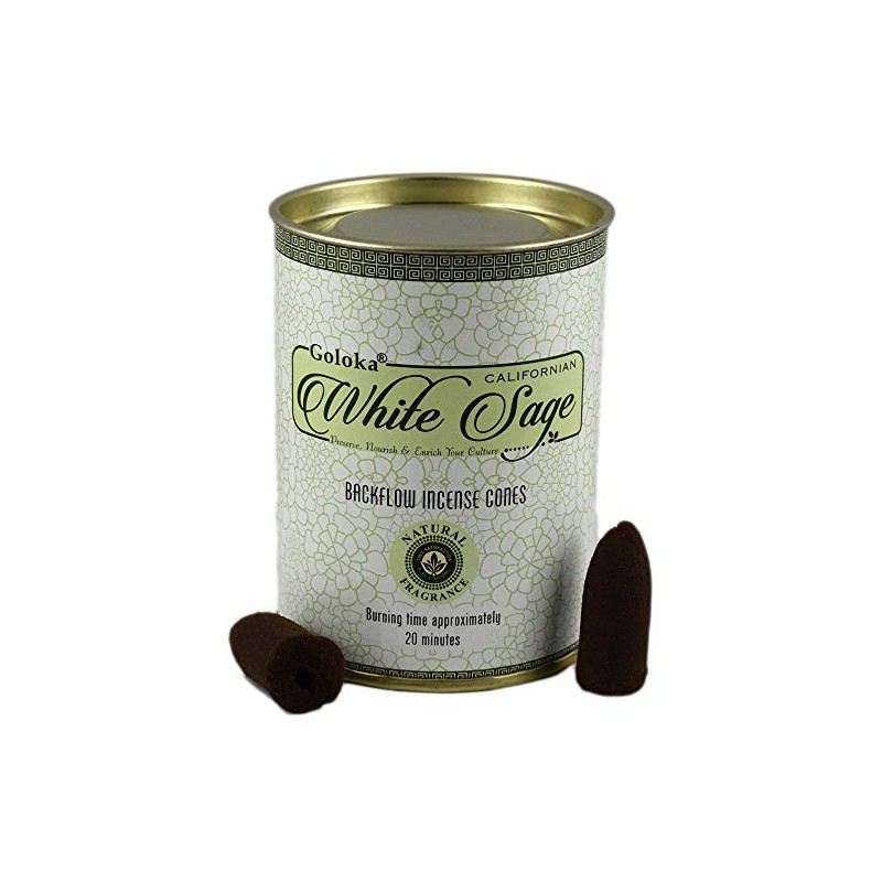 White Sage Backflow Incense Cones - 9cm x 7cm (Pack