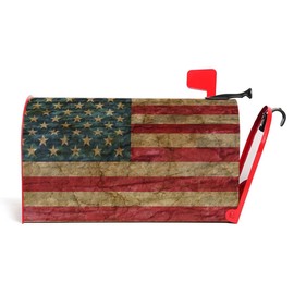 Numland Vintage American Flag Rustic Stars Magnetic Anti-UV 100% Polyester Standard Size 21x18 in Oxford Garden,Postbox Letterbox Cover