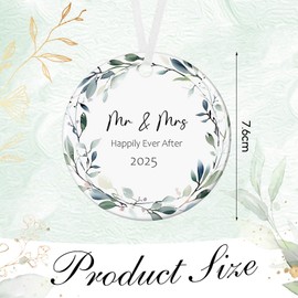 Christian Wedding Gifts for Couple 2025 Engagement Bauble Wedding Ornament Happily Ever After Gift for Bride, Groom, Newlyweds Ceramic Marry Plaque Ornament