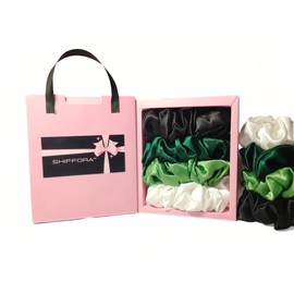 SHIFFORA Women's Scrunchies For Hair Soft Velvet Ponytail Holder Elastic Bands Teens (Black, white, green, light green)