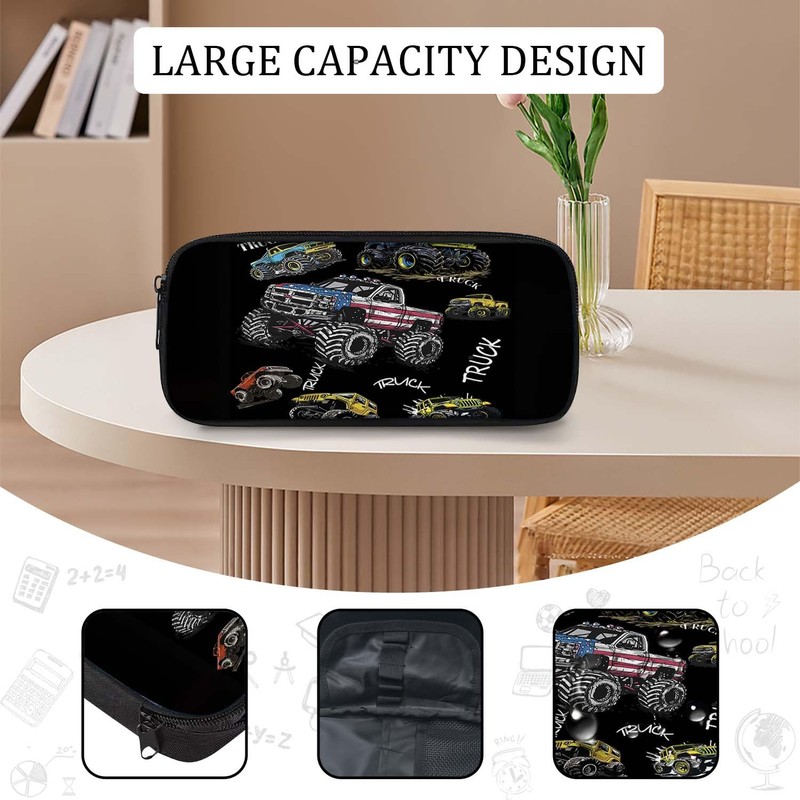 Fuzawet Truck Backpack 3PCS 16" Preschool Elementary Schoolbag with Lunch