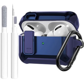 Airpods Pro 2 Case Cover Men Lock with Cleaning Kit, OTOPO Protective Cover with Cleaning Pen Compatible with Airpod Pro Case, Shockproof Rugged Shell for Air Pods Pro 2nd/1st Case Blue