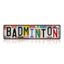 Vintage Sport Metal Tin Signs Badminton Street Signs Man cave Home Room Bar Wall Decor 16 x 4 Inches