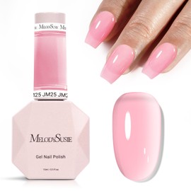 MelodySusie Jeweliver Jelly Gel Polish, 0.5Fl Oz Pink Gel Nail Polish Sheer Translucent Soak Off UV LED Light Cure Valentine's Day Gift for Women Manicure Nail Art DIY at Home JM25