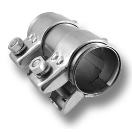 Exhaust Clamp, Pipe Connector, Double Clamp, Exhaust System (Galvanised Steel, Diameter 50 mm, Length: 125 mm)