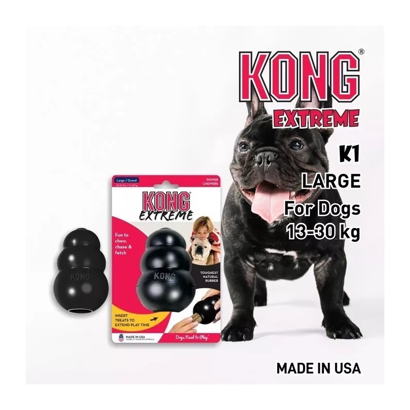 Kong Extreme Juguete Resistente Rellenable L Perro Grande Color Negro