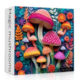 Colorful Mushroom Puzzles 1000 Pieces for Adults, Nature Fungi Plant Art Jigsaw Puzzle, Challenging Autostereoscopy Forest Puzzle as Home Wall Art