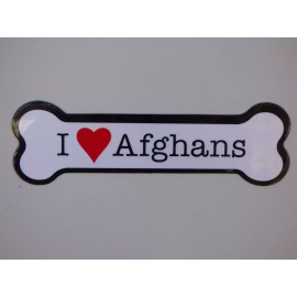 I Heart (Love) Afghans Dog Bone Car/Fridge Magnet  2"x7" USA Made Waterproof