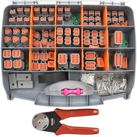 416 PCS Deutsch DT Connector Kit,2 3 4 6 8 12 Pin Automotive Connectors,With Crimping Pliers (14-20AWG) And Connector Removal Tool,IP67 Rated Gray Waterproof Housing Set,Deutsch 16# Solid Contacts