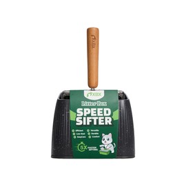 XBX Cat Litter Scoop with Holder, Heavy Duty Litter Sifter, Stainless Steel Litter Shovel, Litter Scooper with Beech Wood Grip and Washable Stand, Perfect for Cat Litter Box Cleaning