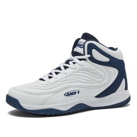 AND1 Pulse 3.0 Basketball Shoes for Men, Indoor or Outdoor, Street or Court Basketball Sneakers Men - Black, Red, or White - White/Dark Blue, 13 Medium