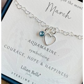 Lilian Belle 925 Sterling Silver Birthstone Bracelet Jewellery Gift for Women, Boxed and Gift Ready (March)