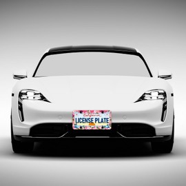 HCSS Pink Flower License Plate Frames - 2 Pack Beautiful Floral Aluminum Metal License Plate Holder Covers,Rust-Proof Waterproof Car Decorative Tag Frames for Standard US 12x6 Inch